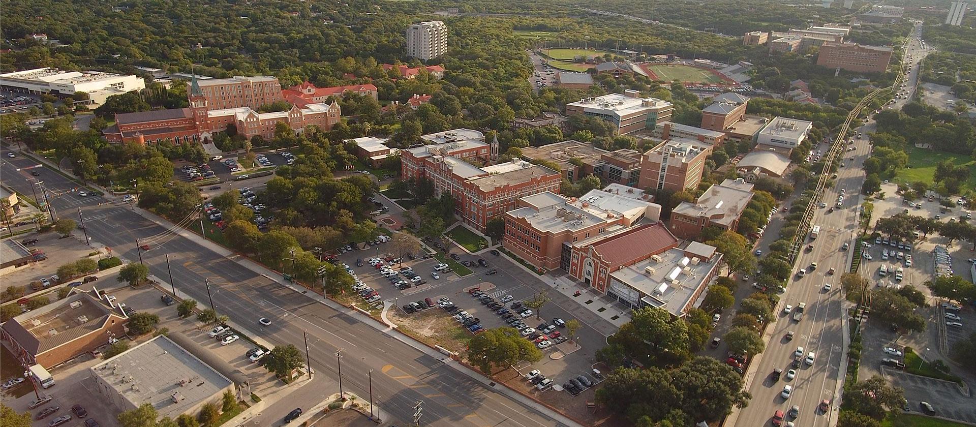 aerial photo of the UIW Broadway campus